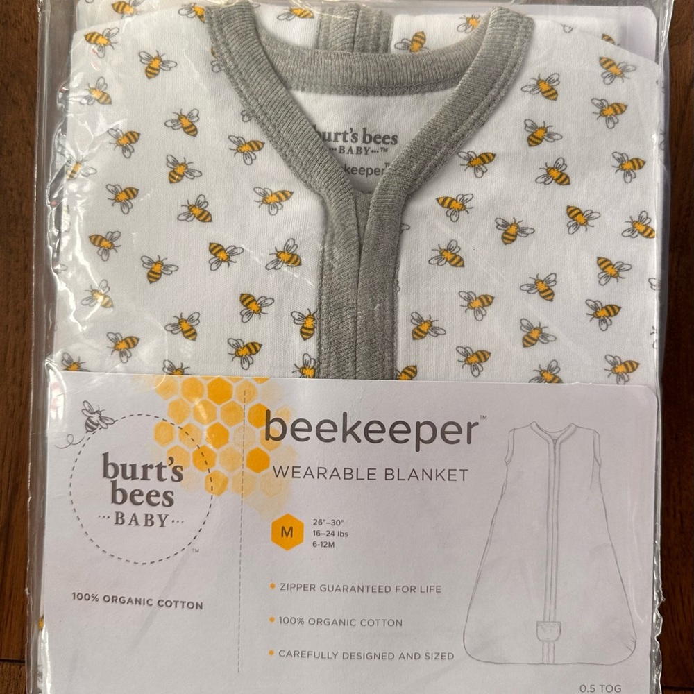 NWT Burt's Bees Baby Beekeeper Blanket - White, Gray and Yellow